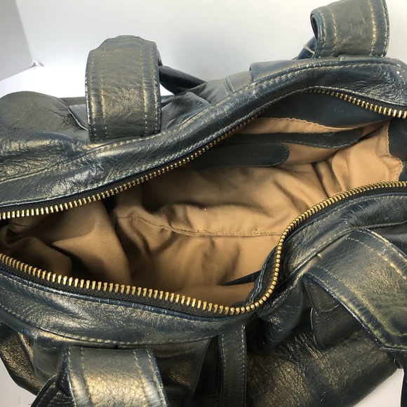 Gustto Iridescent Blue/Gold Tone Bag. - Picture 6 of 10